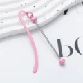 Pink metal bookmark with cute ball decor, stylish stationery item for students. - Candy Pink