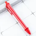 Transparent barrel red push ballpoint pen custom diy insert paper promotional ball pen. - Red