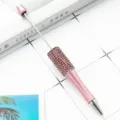 Pink rhinestone beaded ballpoint pen, crystal bling writing pen variant for daily office use. - Rhinestone Wrapped Style / Morandi Pink