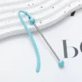 Light blue metal bookmark with hook and bead pendant, cute student DIY stationery item. - Candy Blue