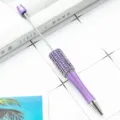 Creative purple DIY rhinestone beadable ballpoint pen with sparkling crystal design. - Rhinestone Wrapped Style / Morandi Purple