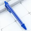 Transparent barrel retractable ballpoint pen with blue refill for office school writing supplies - Dark Blue
