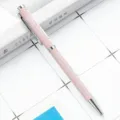 Pink metal ballpoint pen with German text print, elegant office stationery and gift pen. - Pink and White Flowers