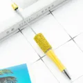 Yellow rhinestone beadable pen variant, sparkling crystal ballpoint pen for DIY craft design. - Rhinestone Wrapped Style / Morandi Yellow