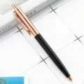 Eleganter Metall-Kugelschreiber mit Klickmechanik in Schwarz und Roségold für Büro Schule. - Schwarz