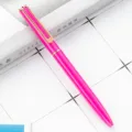 Candy color metal ballpoint pen with rose gold clip, smooth writing twist pen for office. - Rose Red