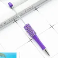 Purple rhinestone beaded ballpoint pen, crystal pearl DIY decorative writing pen for office school. - Pearl Style / Fluorescent Purple