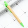 Eco-friendly bamboo ballpoint pen with vibrant green accents for smooth office writing. - Green