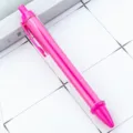 DIY handmade transparent barrel ballpoint pen with bright pink refill for smooth office writing - Rose Red