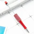 Handmade DIY rhinestone beaded ballpoint pen with sparkling crystals and red pearls. - Pearl Style / Glitter Wine Red