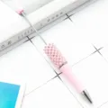 Pink rhinestone beadable pen DIY crystal pearl ballpoint pen for creative handmade crafts. - Pearl Style / Candy Pink