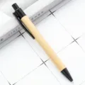 Eco-friendly bamboo ballpoint pen with click mechanism, perfect for office and gifts. - Black