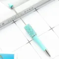 Light blue DIY rhinestone beaded ballpoint pen with sparkling pearls and metal tip SKU - Pearl Style / Candy Blue