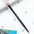 Elegante zwarte gelpen met roségouden hertenantenne en kristal voor leuke kantoorbenodigd. - Zwart