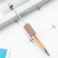 Creative DIY beaded ballpoint pen with rose gold rhinestones and pearls for handmade crafts. - Pearl Style / Rose Gold