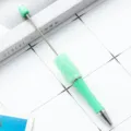 DIY στυλό με χάντρες σε ανοιχτό πράσινο χρώμα με αστραφτερή λαβή από στρας και μεταλλική ράβδο. - Πράσινο μέντας της καραμέλας (στυλ ζάχαρης)