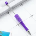 DIY στυλό με χάντρες σε μωβ χρώμα με στρας, ιδανικό για δημιουργικές κατασκευές και γραφή. - Νέον μωβ (στυλ ζάχαρης)