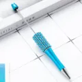 DIY beadable ballpoint pen with sparkling blue rhinestones and pearls for custom crafts. - Pearl Style / Sky Blue