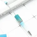 DIY beaded ballpoint pen with sparkling blue rhinestones and gradient pen body design. - Gradient Style / Spray Painted Blue Gradient