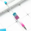 Creative DIY rhinestone beaded ballpoint pen with colorful gradient crystals and metal stem. - Gradient Style / Blue White Purple Gradient