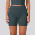 High-waist yoga shorts for women, stretchy athletic fitness workout running gym biker shorts. - S / Oil Blue