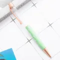 Stylo à bille en métal DIY corps vide luxe trèfle à quatre feuilles cristal cadeau de bureau chic - Vert bonbon (Accessoires or rose)