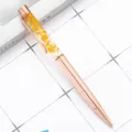 Rose Gold Floating Dry Flower Ballpoint Pen Creative Liquid Oil Gift Stationery - 1.0mm Bullet Tip / Electroplated Rose Gold (Orange Flower)