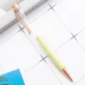 Stylo à bille vide DIY en métal or rose élégant avec motif floral et corps transparent - Jaune bonbon (Accessoires or rose)