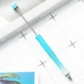 Στυλό με χάντρες DIY με μπλε ντεγκραντέ σώμα με γκλίτερ και μεταλλικά μέρη για χειροτεχνία. - Μπλε ντεγκραντέ (ασημένια μέρη)