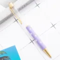 Stylo Bille Tube Vide DIY Violet Floral Cristal Métal Cadeau Publicitaire Écriture - Violet bonbon (détails dorés)