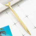 Gold metal ballpoint pen with creative mermaid tail design, elegant student stationery gift. - Electroplated Gold
