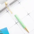 Stylo à bille vert DIY cristal trèfle à quatre feuilles avec clip doré papeterie de bureau. - Vert bonbon (détails dorés)