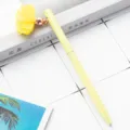 Yellow metal ballpoint pen with cute fabric flower charm, elegant student stationery variant. - Candy Yellow