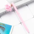 Pink floral pendant ballpoint pen, cute flower charm writing pen, student stationery supply. - Matte Pink