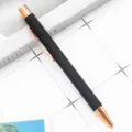 Stylo à bille noir mat avec clip et détails or rose, élégant stylo d'écriture de bureau. - Noir