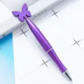 Cute purple butterfly plastic ballpoint pen for students, ideal holiday gift and stationery. - Deep purple