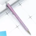 Sparkly purple retractable ballpoint pen with glitter gradient finish and silver metal accents. - Light Purple (Silver Components)