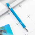 Blauer Metall Kugelschreiber mit Touchscreen-Spitze und elegantem Aluminiumgehäuse für Büro. - Kugelspitze 1.0 / Hellblau
