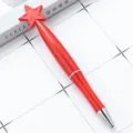 Penna a sfera rotante a stella rossa, variante creativa di penna pubblicitaria in plastica. - Punta a Proiettile 1,0 mm / Rosso