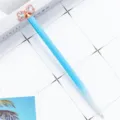 Blue Gradient Crystal Bow Ballpoint Pen, elegant metal writing pen with sparkling rhinestone. - White and Blue Gradient