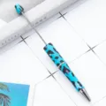 DIY beaded ballpoint pen blue leopard print rotating metal plastic pen variant - Blue Leopard Style