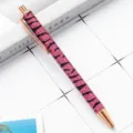Rose gold glitter zebra pattern ballpoint pen, stylish retractable metal office gift pen. - Rose Red Zebra