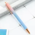 Glitterende Metalen Balpen Roze en Blauw Verloop Intrekbare Kantoorschrijfpen - Blauw-Roze Verloop