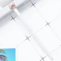 Cute creative student metal ballpoint pen with crystal crown and white body for gifts. - White