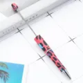 DIY Beaded Pen Pink Leopard Print Rotating Ballpoint Pen Plastic Beaded Pen Supplies - Pink Leopard Style