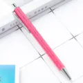 Pink glitter retractable ballpoint pen with metallic silver accents for office school. - Peach Pink (Silver Hardware)