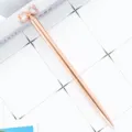 Rose gold crystal bow ballpoint pen, cute metal diamond stationery for office and school. - Electroplated Rose Gold
