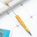 DIY beadable ballpoint pen with yellow floral pattern, metal rotating body and stick. - Yellow Floral Style