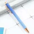 Blauwe glitter balpen met roségouden afwerking, elegante metalen drukbalpen voor kantoor. - Blauw Gradiënt