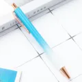 Blauw-witte verloop glinsterende balpen met roségouden metalen afwerking voor kantoor en cadeau. - Wit-blauw verloop (nieuw)